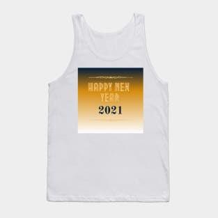 happy new year 2021 holiday blue to gold yellow gradient pattern Tank Top